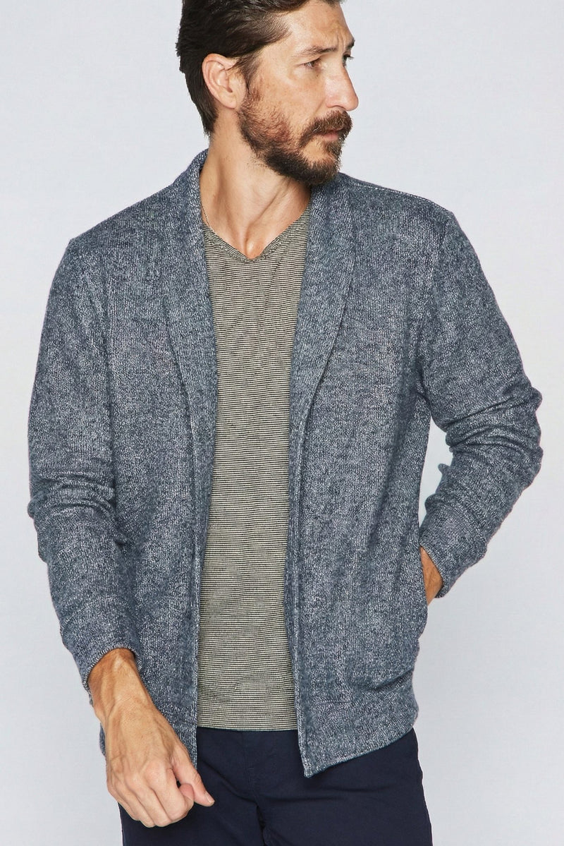Men's Soft Knit Melange Cardigan Sweater — Navy