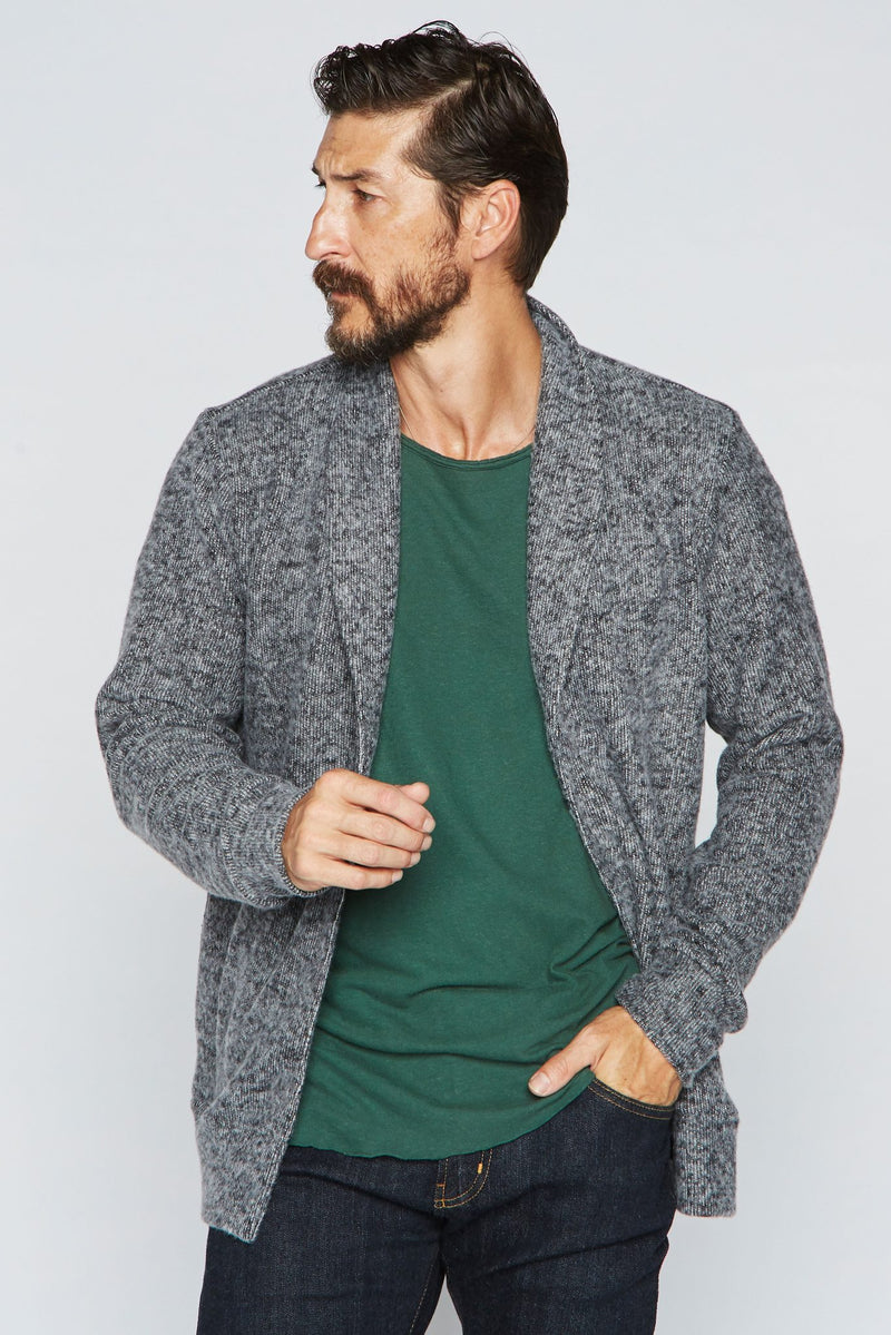 Men's Soft Knit Melange Cardigan Sweater — Black