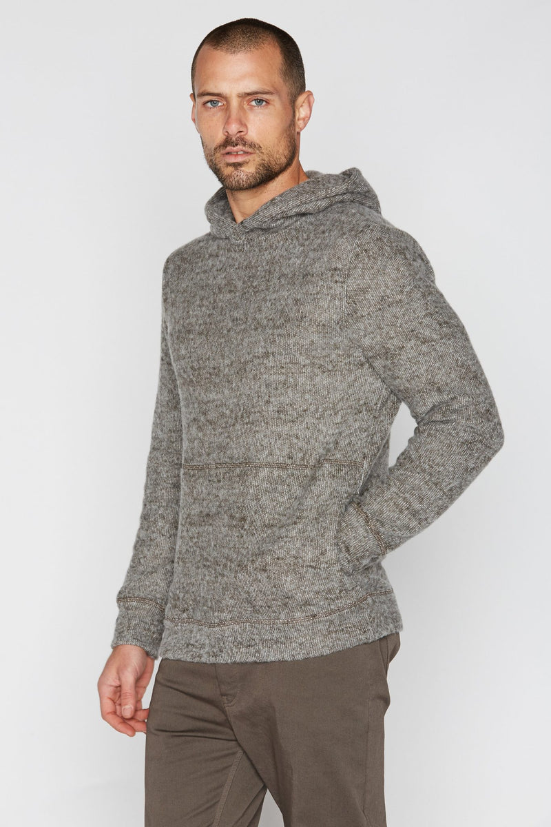 Men's Soft Knit Melange Pullover Hoodie — Brown
