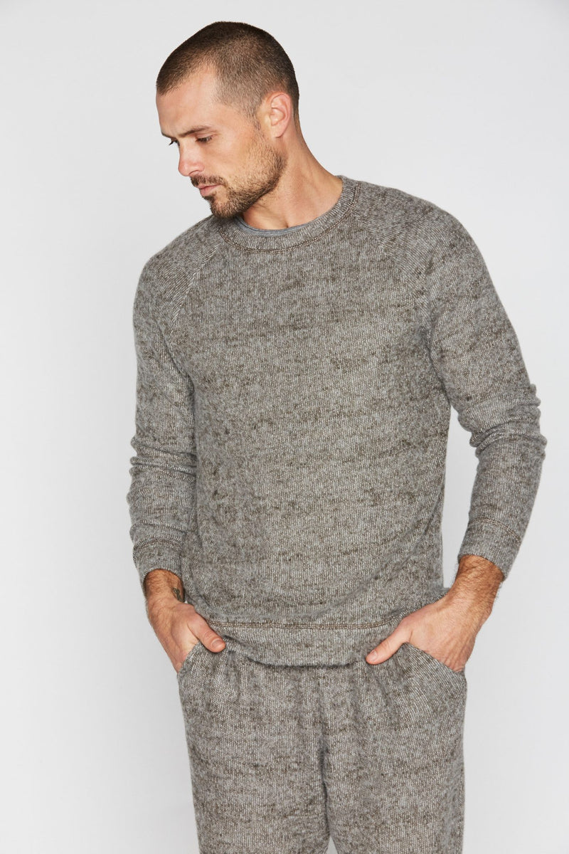 Men's Soft Knit Melange Pullover Sweater — Brown