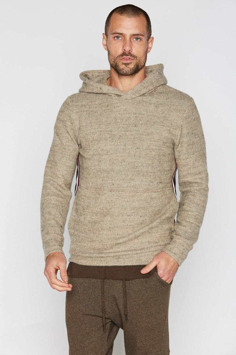 Men's Soft Knit Melange Side Stripe Hoodie — Camel