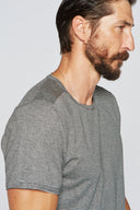 Men's Raw Edge Patch Sleeve Stripe Tee - Black / White Mini Stripe - view 2