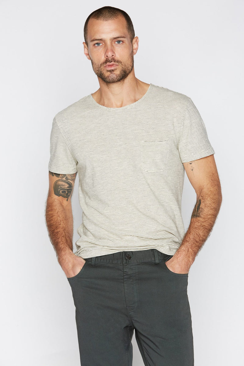 Men's Sailor Pocket Stripe Tee — Ivory/Black