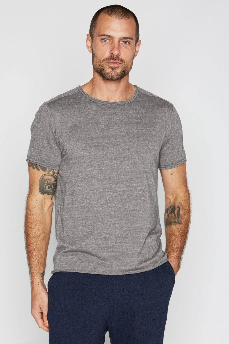 Men's Tri-Blend Patch Sleeve Tee — Light Heather Grey