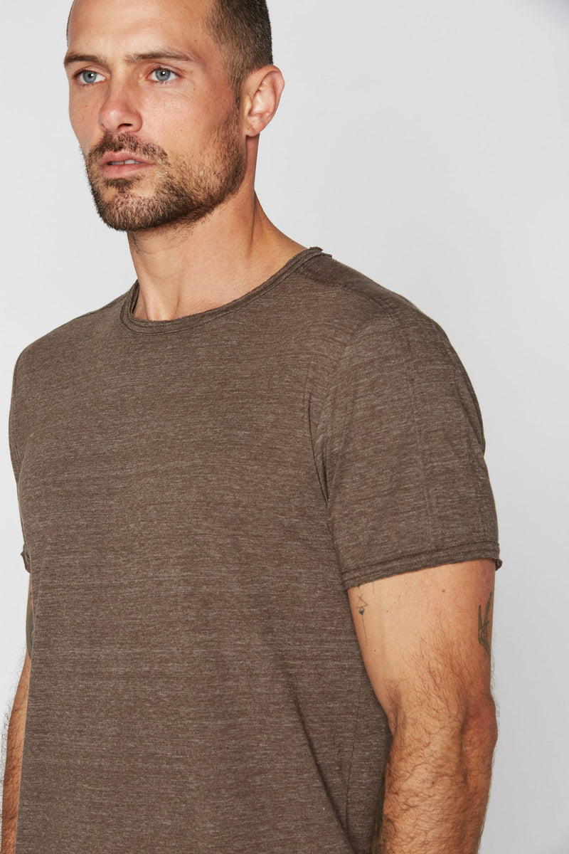 Men's Tri-Blend Patch Sleeve Tee — Brown