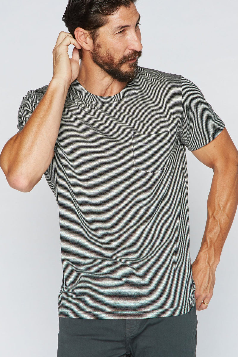 Men's V-Pocket Stripe Tee — Black/Grey