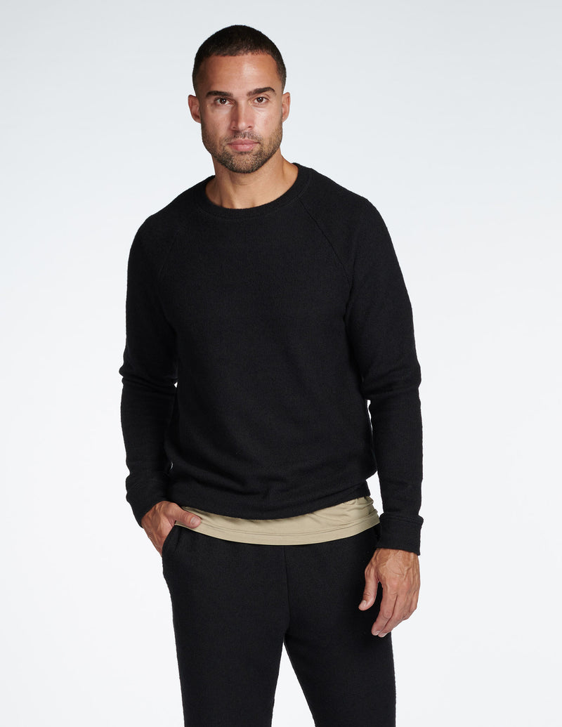 Men's Soft Knit Melange Pullover Sweater — Jet Black