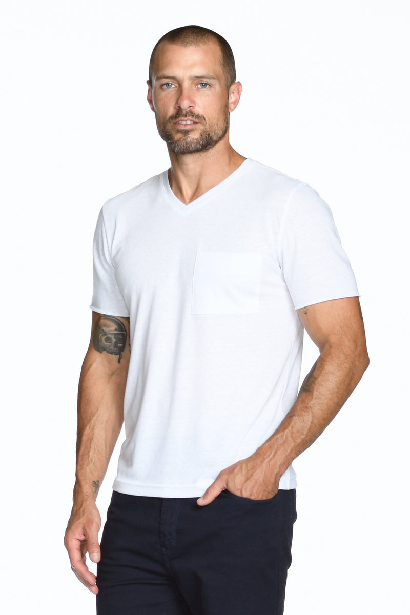 Men's Princeton Wide Pocket V-Neck Tee — White