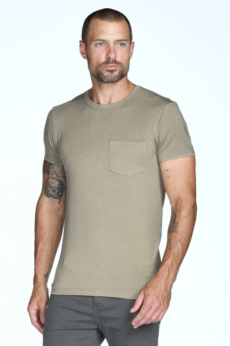 Men's Madison Modal V-Pocket Crew with Shoulder Seam — Silver Mink