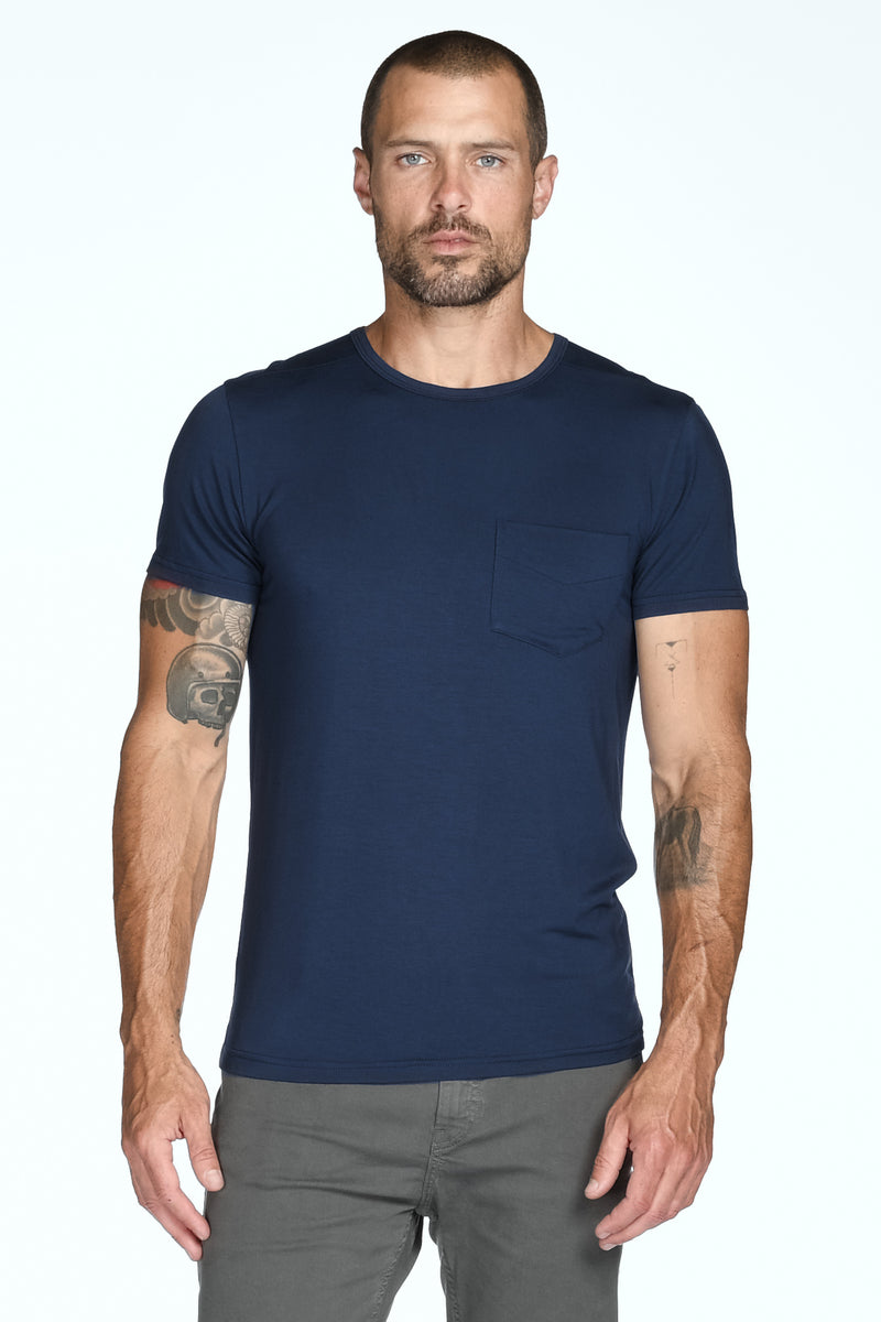 Men's Madison Modal V-Pocket Crew with Shoulder Seam — Navy