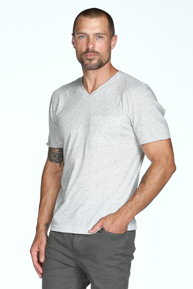 Men's Princeton Wide Pocket V-Neck Stripe Tee — Multi-Dot