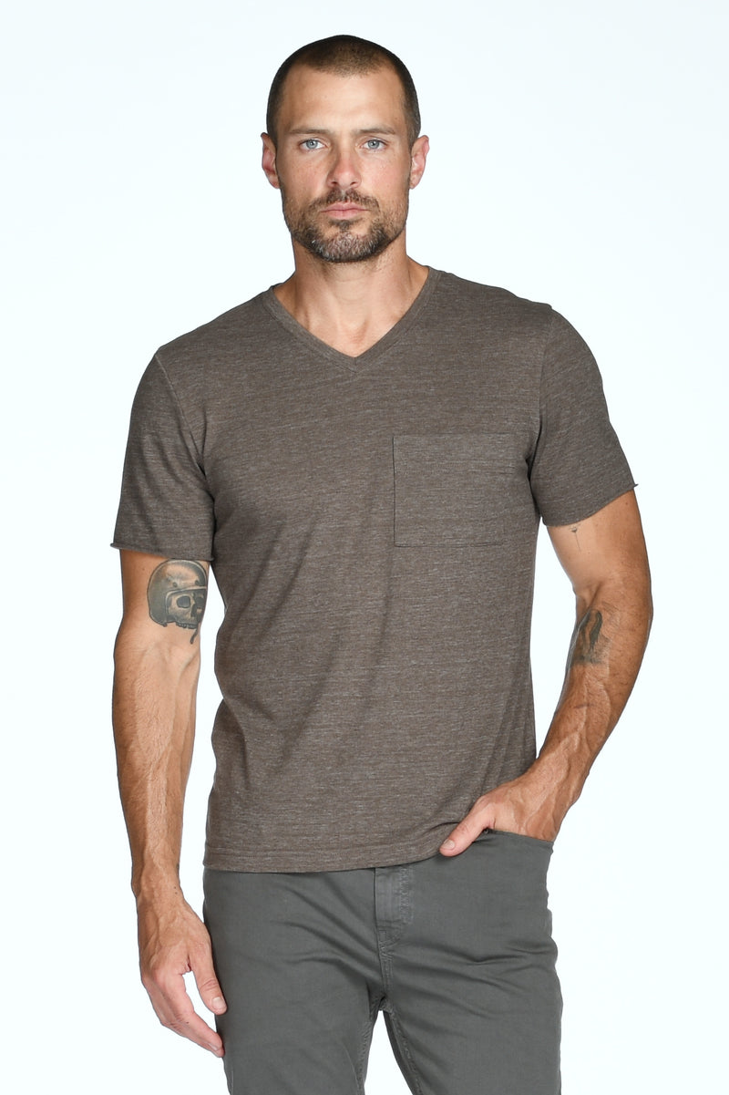 Men's Princeton Wide Pocket V-Neck Tee — Brown