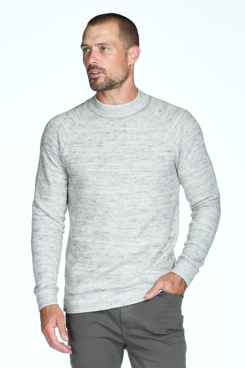 Men's Soft Knit Melange Wide Neck Pullover Sweater — Heather