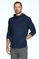 Men's 3/4 Sleeve Cowl Neck Visor Hoodie — Mika Jaymes