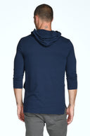 Men's 3/4 Sleeve Cowl Neck Visor Hoodie — Mika Jaymes (view 2)