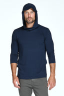 Men's 3/4 Sleeve Cowl Neck Visor Hoodie — Mika Jaymes (view 3)