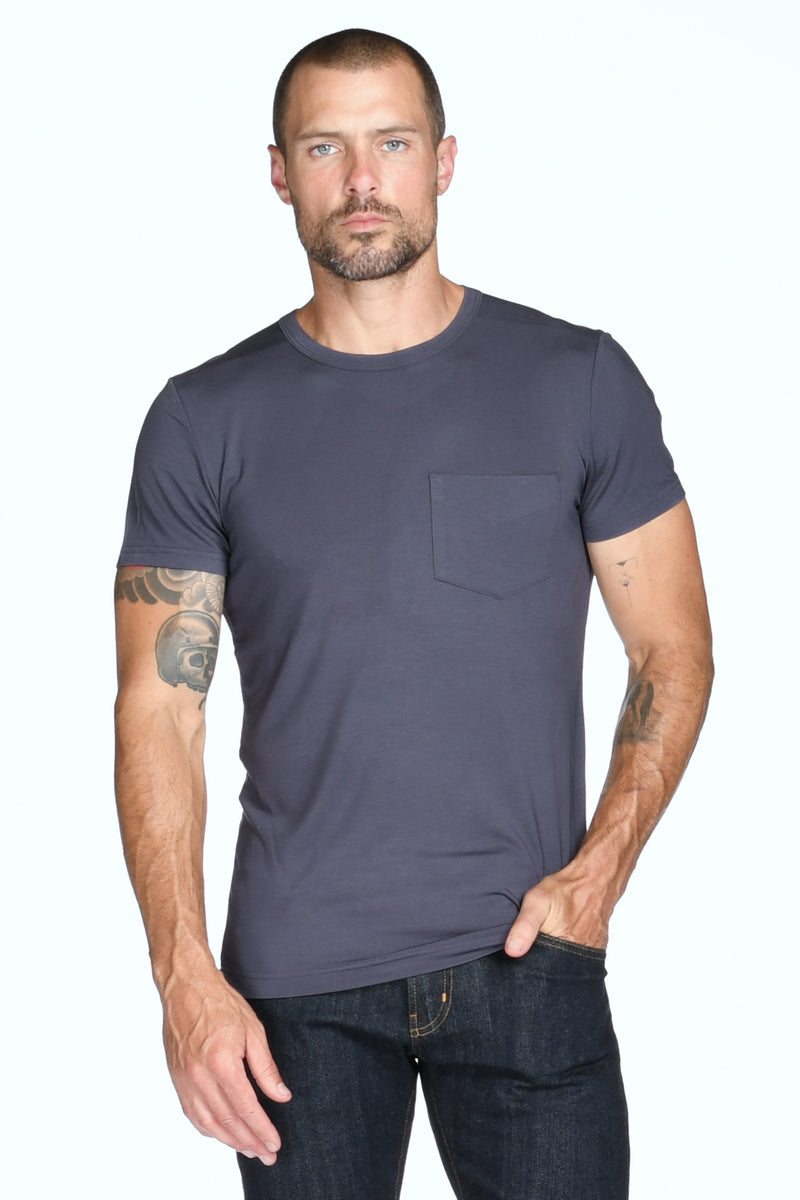 Men's Madison Modal V-Pocket Crew with Shoulder Seam — Graphite