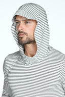 Men's 3/4 Sleeve Cowl Neck Visor Stripe Hoodie - view 10