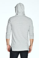 Men's 3/4 Sleeve Cowl Neck Visor Stripe Hoodie - view 11
