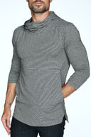 Men's 3/4 Sleeve Cowl Neck Visor Stripe Hoodie - view 13