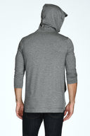 Men's 3/4 Sleeve Cowl Neck Visor Stripe Hoodie - view 16