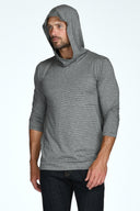 Men's 3/4 Sleeve Cowl Neck Visor Stripe Hoodie - view 17