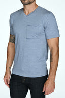 Men's Princeton Wide Pocket V-Neck Stripe Tee - view 15