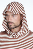 Men's 3/4 Sleeve Cowl Neck Visor Stripe Hoodie - view 19