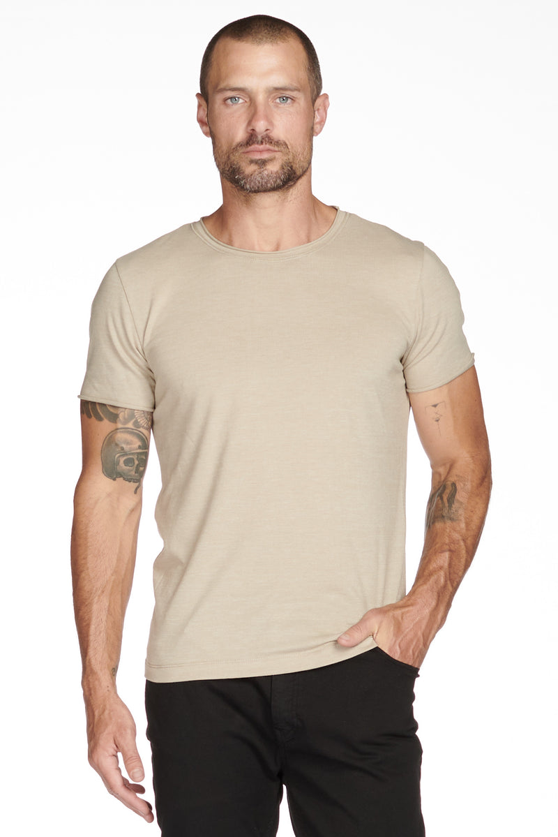 Men's Brolin Raw Neck Crew Tee — Silver Mink