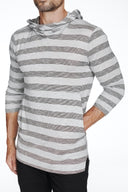 Men's 3/4 Sleeve Cowl Neck Visor Stripe Hoodie - view 22