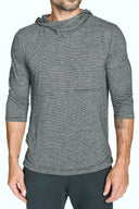 Men's 3/4 Sleeve Cowl Neck Visor Stripe Hoodie - view 3