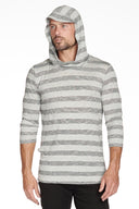 Men's 3/4 Sleeve Cowl Neck Visor Stripe Hoodie - view 23