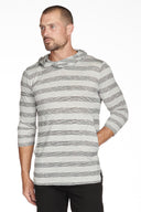 Men's 3/4 Sleeve Cowl Neck Visor Stripe Hoodie - view 24