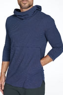 Men's 3/4 Sleeve Cowl Neck Visor Stripe Hoodie - view 26