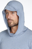 Men's 3/4 Sleeve Cowl Neck Visor Stripe Hoodie — Mika Jaymes