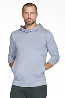 Men's 3/4 Sleeve Cowl Neck Visor Stripe Hoodie — Mika Jaymes (view 3)