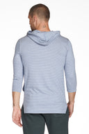 Men's 3/4 Sleeve Cowl Neck Visor Stripe Hoodie — Mika Jaymes (view 4)