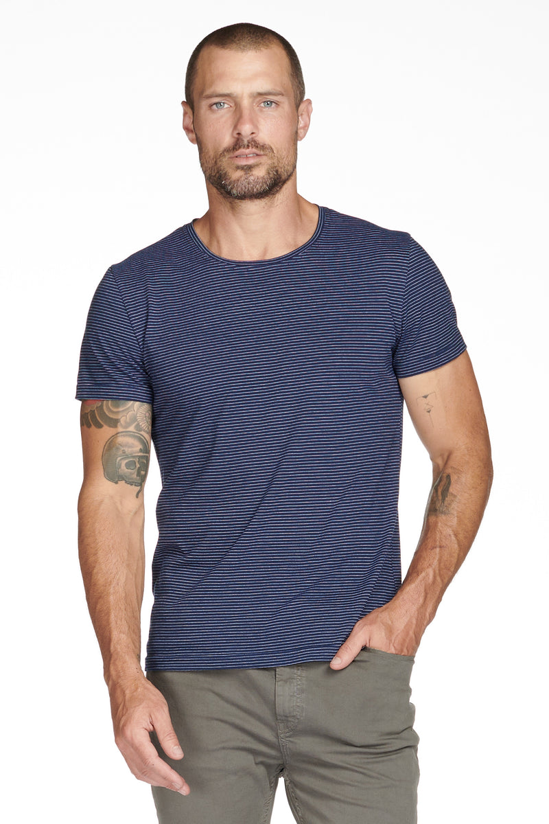 Men's Crew Neck Stripe Tee — Navy/White