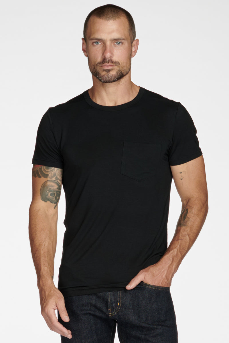Men's Madison Modal V-Pocket Crew with Shoulder Seam — Black