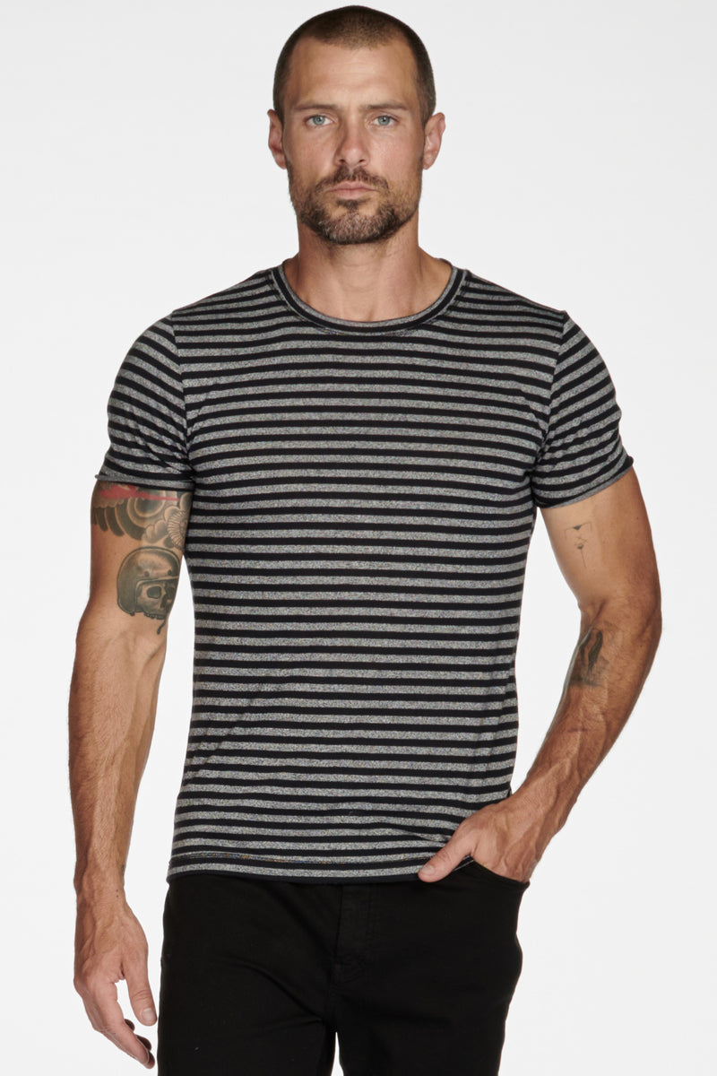 Men's Brolin Raw Neck Crew Stripe Tee — Quarter Stripe