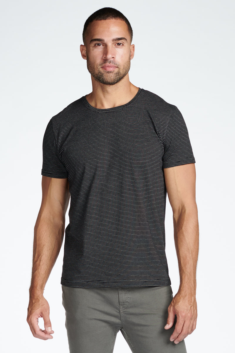 Men's Crew Neck Stripe Tee — Black/Ivory