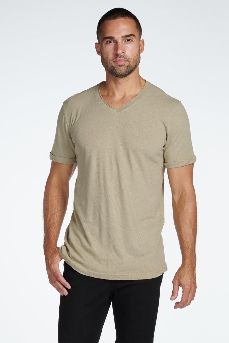 Men's Cotton Linen V-Neck Tee Shirt – Mika Jaymes