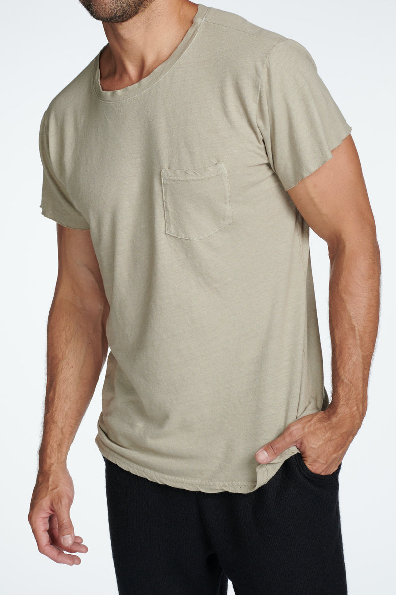 Men's Linen Blend Pocket Tee — Silver Mink