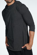 Men's 3/4 Sleeve Cowl Neck Visor Stripe Hoodie — Mika Jaymes (view 5)
