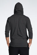 Men's 3/4 Sleeve Cowl Neck Visor Stripe Hoodie — Mika Jaymes (view 6)
