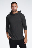 Men's 3/4 Sleeve Cowl Neck Visor Stripe Hoodie — Mika Jaymes (view 7)