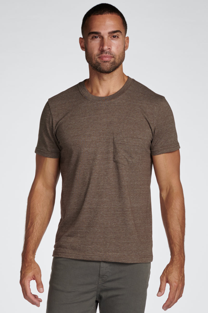 Men's Tri-Blend V-Pocket Tee — Brown