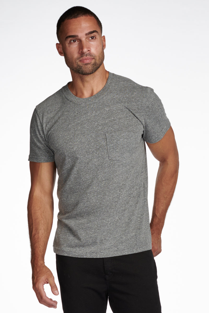 Men's Tri-Blend V-Pocket Tee — Light Heather Grey
