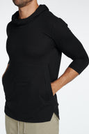 Men's 3/4 Sleeve Cowl Neck Visor Hoodie — Mika Jaymes (view 4)