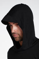 Men's 3/4 Sleeve Cowl Neck Visor Hoodie — Mika Jaymes (view 5)